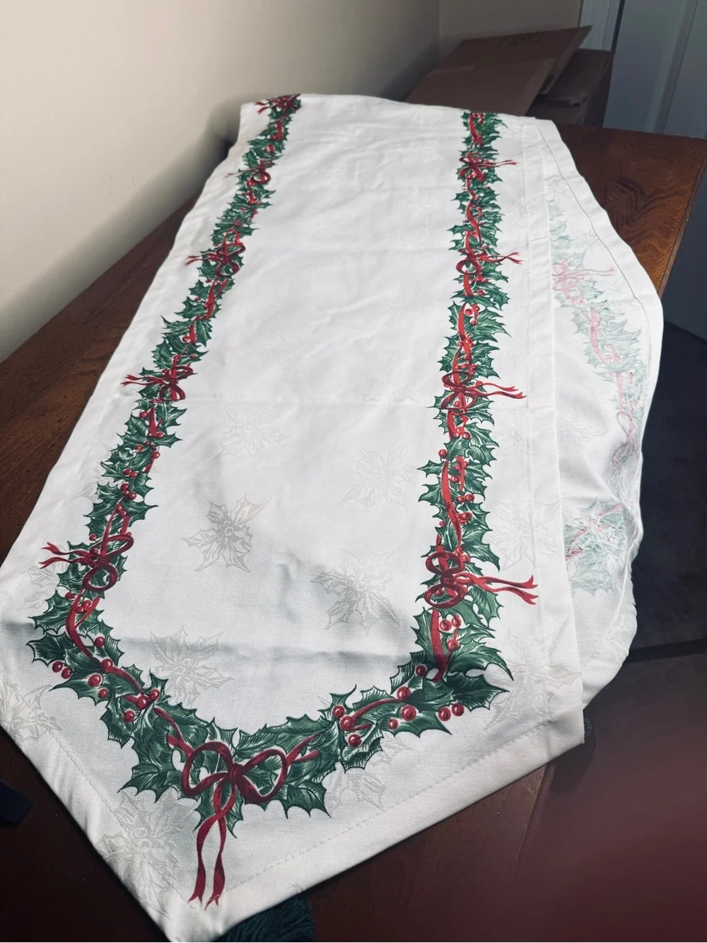 White Holly  Holiday Table Runner
